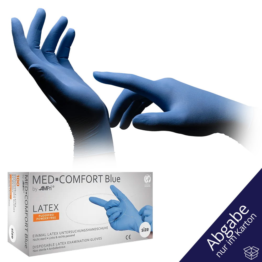 Latexhandschuhe, blau, Größe L, puderfrei, Med-Comfort blue