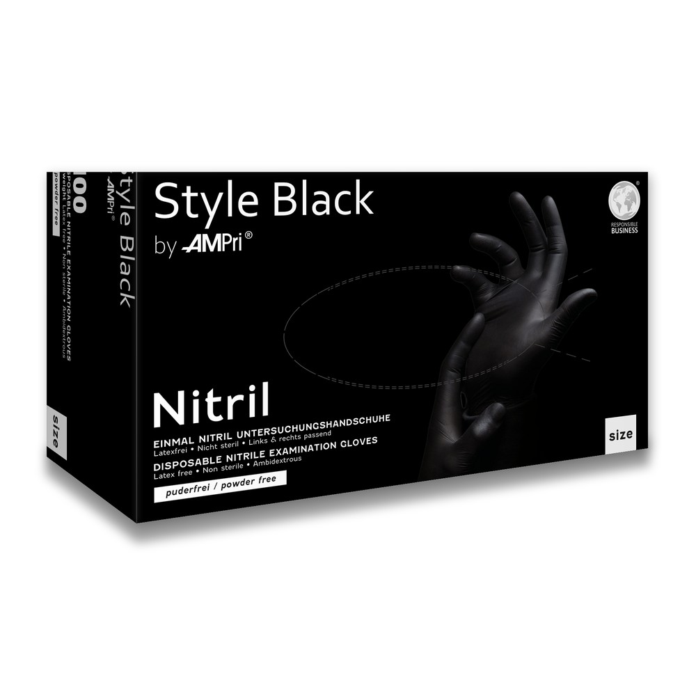 Nitrilhandschuhe, schwarz, Größe M, puderfrei, Style Black by Med-Comfort