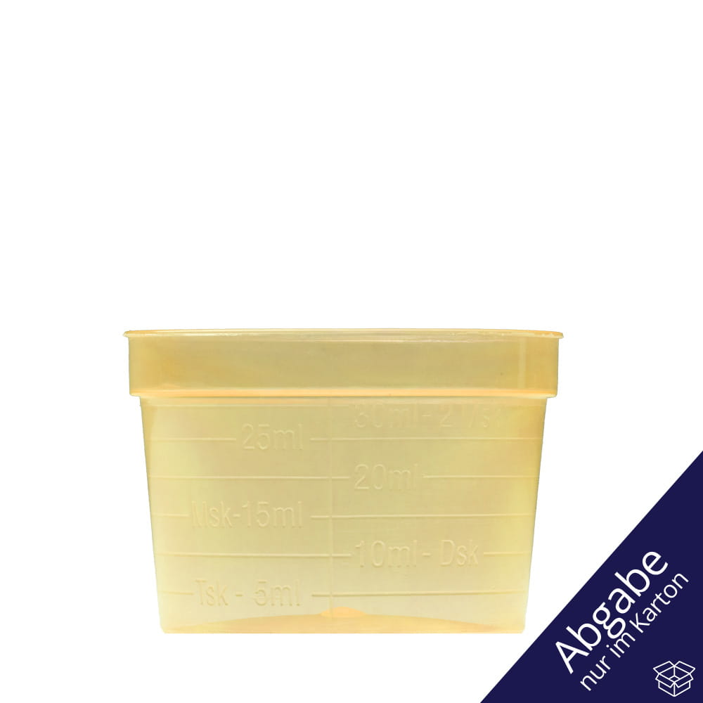 PP Medizinbecher, Farbe gelb, 30 ml, graduiert