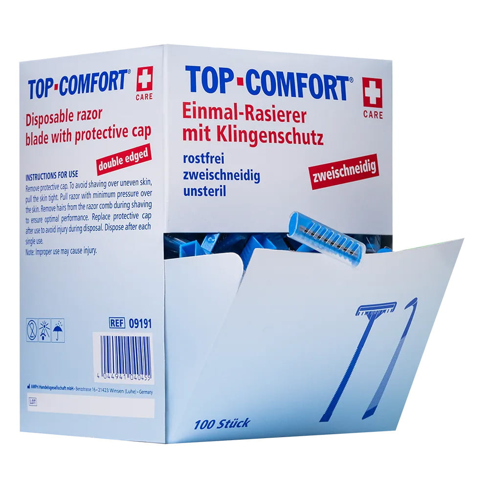ABS Einweg Rasierer mit Edelstahl Klinge, 2-schneidig, Farbe Blau, Top-Comfort ABS Einweg Rasierer mit Edelstahl Klinge, 2-schneidig, Farbe Blau, Top-Comfort