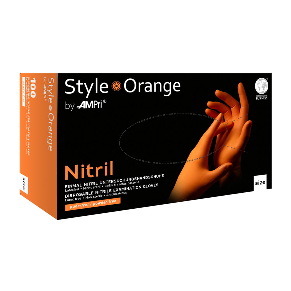 Nitrilhandschuhe, orange, Größe M, puderfrei, Style orange by Med-Comfort