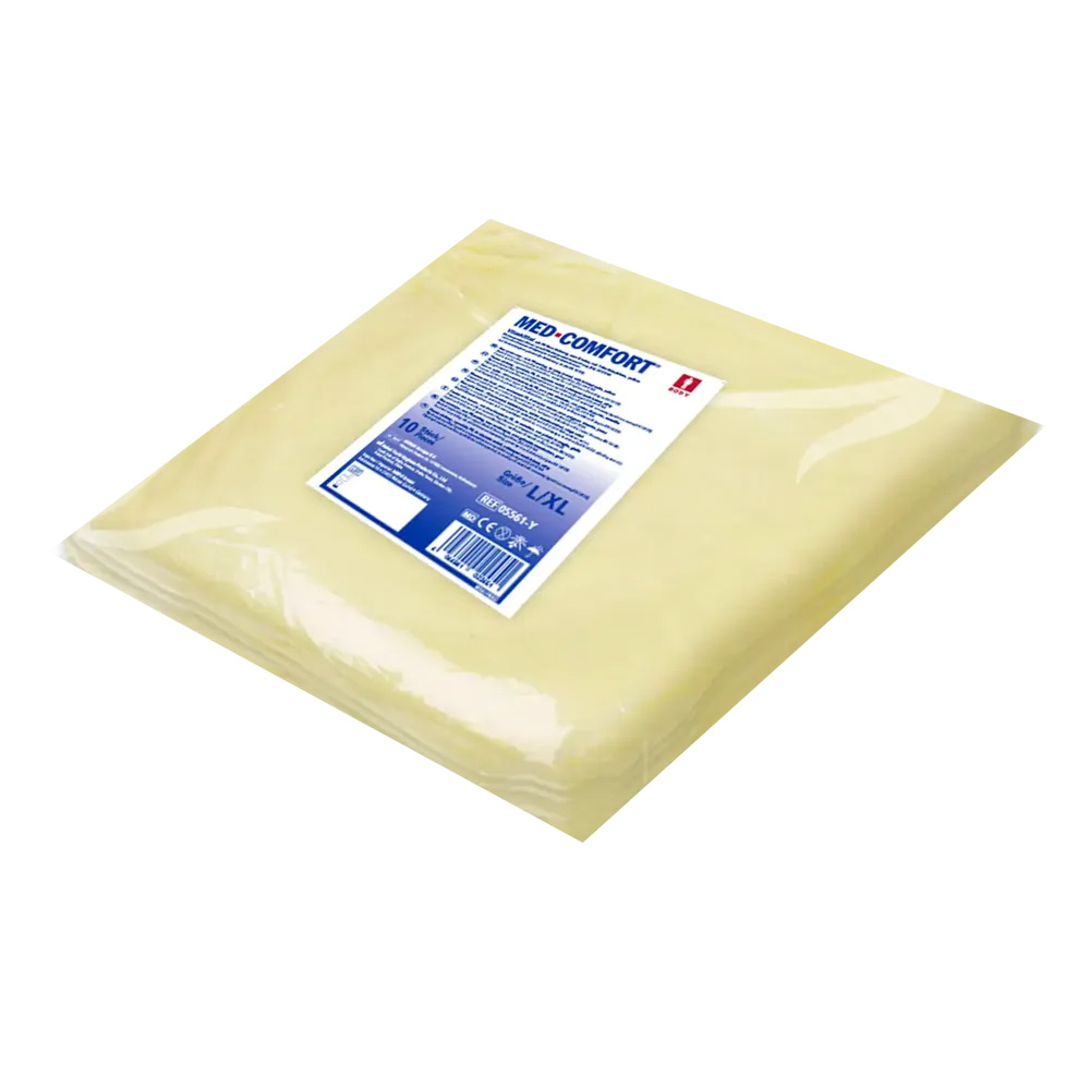 Vlies-Schutzkittel mit PE-Beschichtung, Größe L / XL, Farbe gelb, Vlies, Med-Comfort