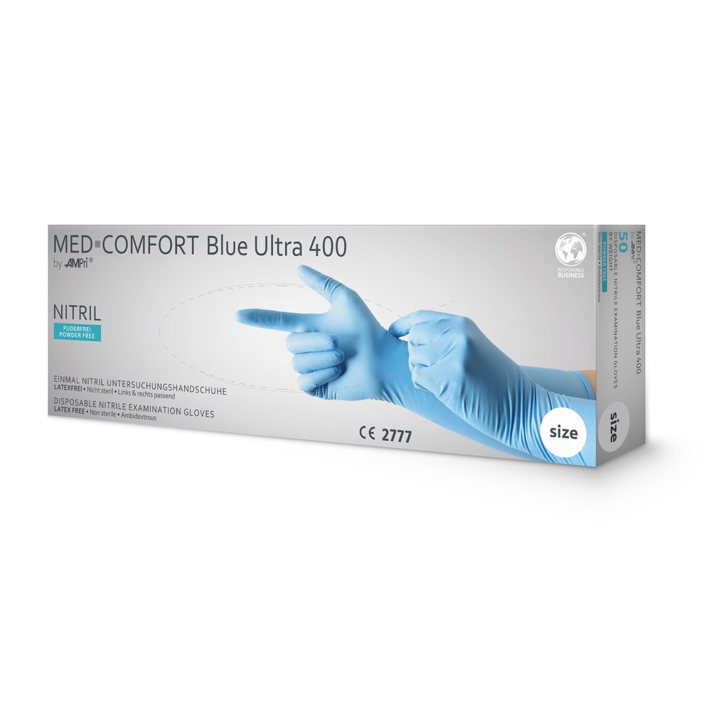 Nitrilhandschuhe, blau, Größe S, puderfrei, Med-Comfort Ultra 400