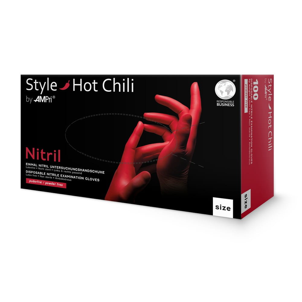 Nitrilhandschuhe, rot, Größe S, puderfrei, Style Hot Chili by Med-Comfort