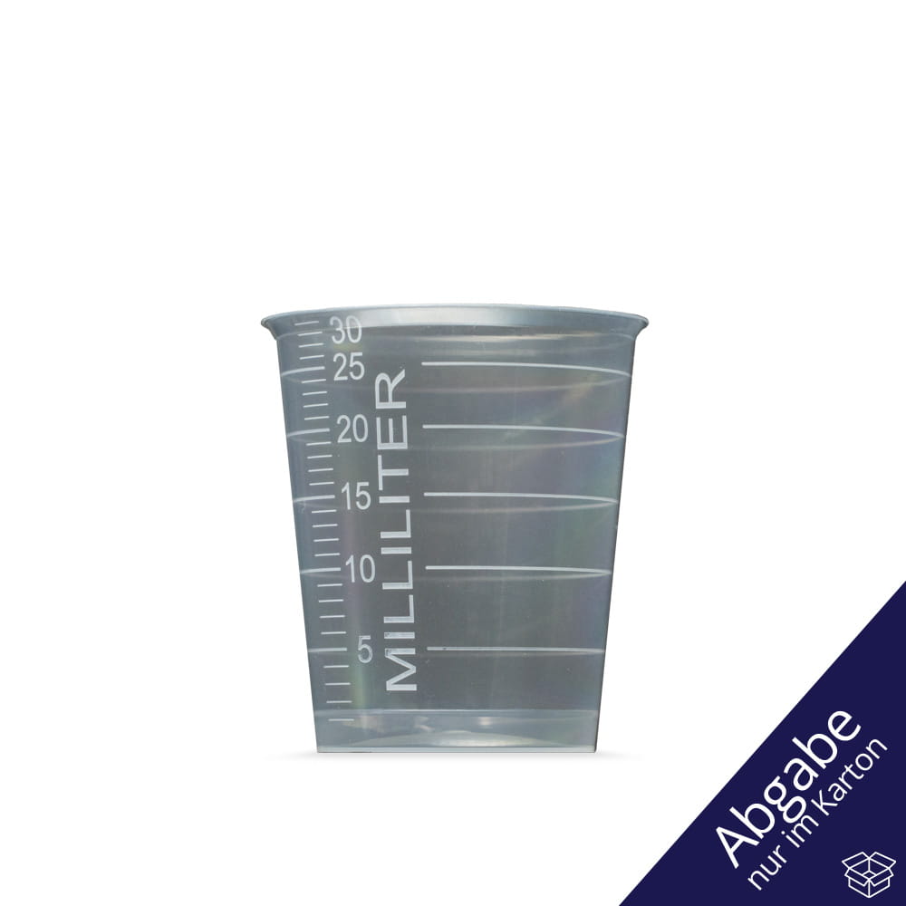 PP Medizinbecher, Farbe transparent, milchig, 30 ml, graduiert