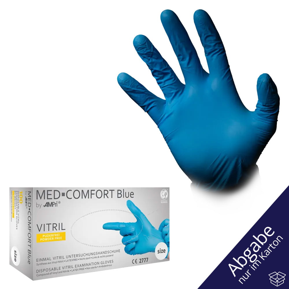Vitrilhandschuhe, blau, Größe L, puderfrei, Med-Comfort blue Vitril