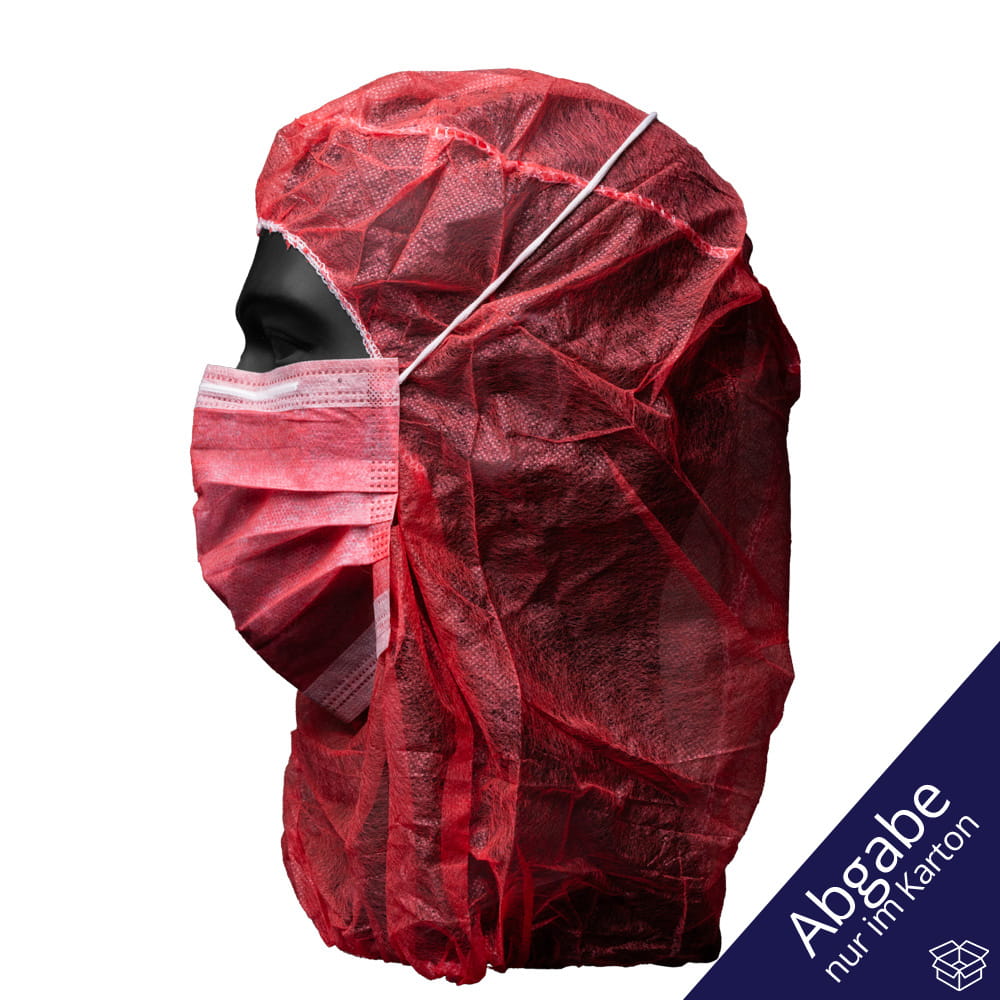 Astronautenhaube mit Mundschutz, rot, Med-Comfort