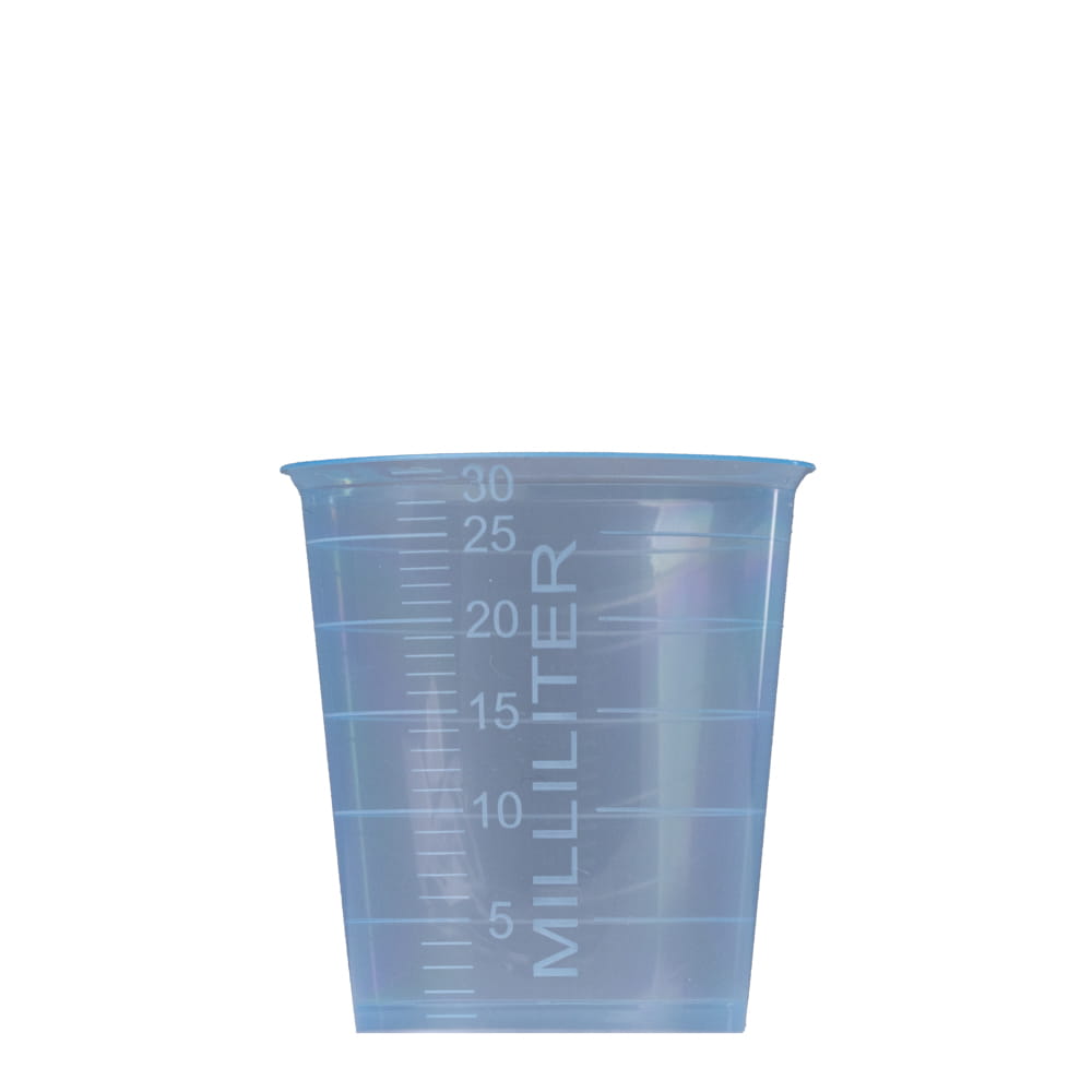 PP Medizinbecher, Farbe blau, 30 ml, graduiert