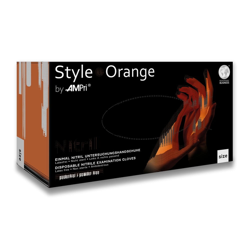 Nitrilhandschuhe, orange, Größe S, puderfrei, Style orange by Med-Comfort
