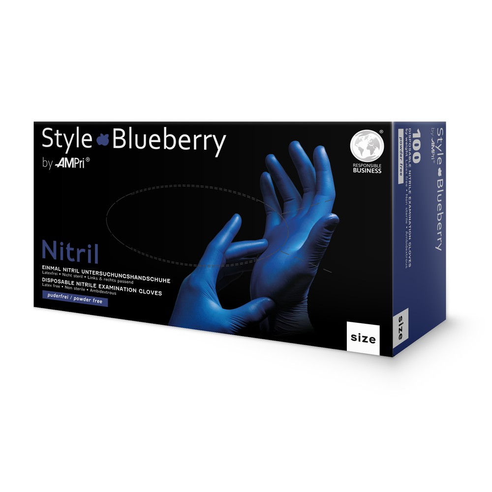 Nitrilhandschuhe, dunkelblau, blau, Größe M, puderfrei, Style blueberry by Med-Comfort