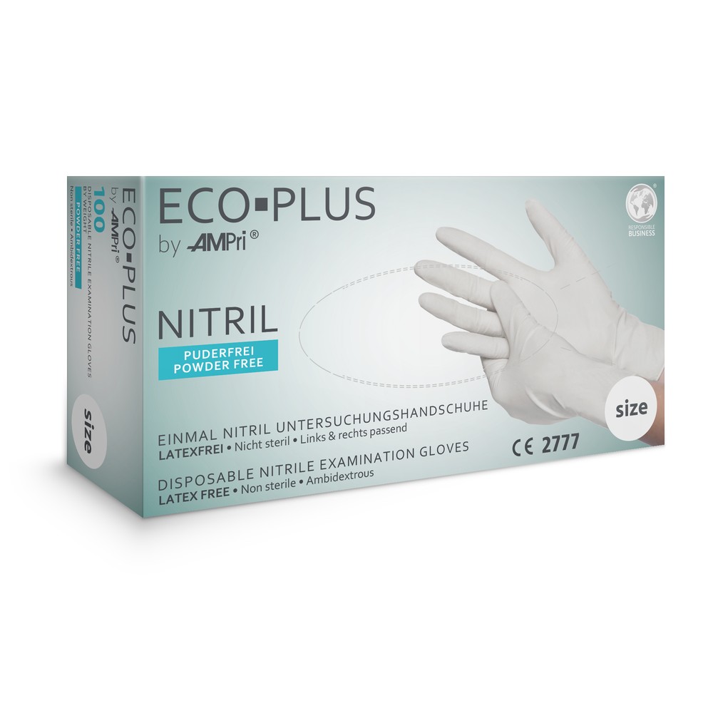 Nitrilhandschuhe, weiß, Größe XS, puderfrei, Eco-Plus