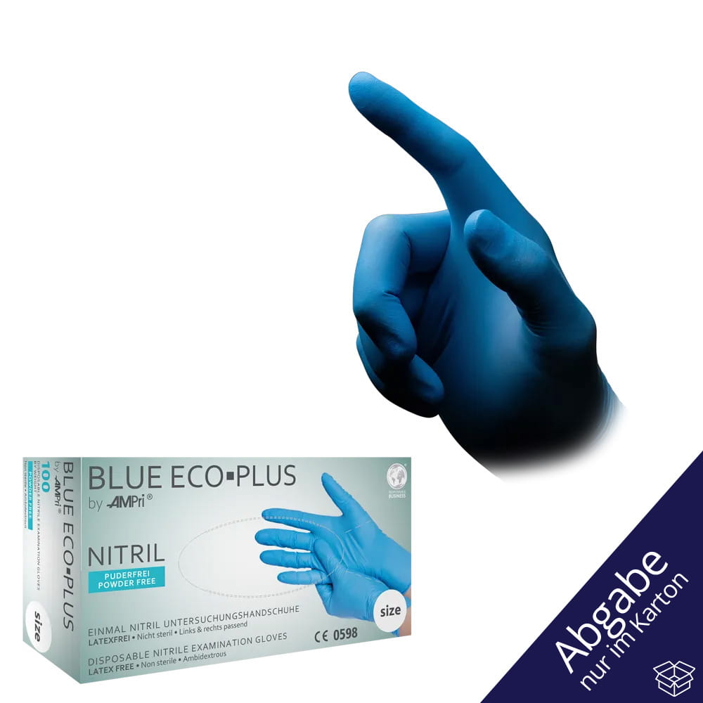 Nitrilhandschuhe, blau, Größe M, puderfrei, blue Eco-Plus