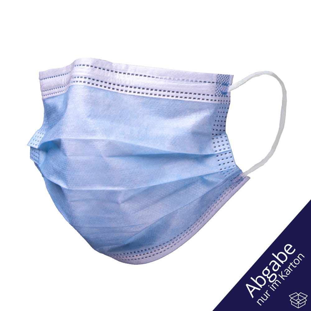 OP Maske, blau, 3-lagig, Typ II, mit Elastikbändern, Basic-Plus