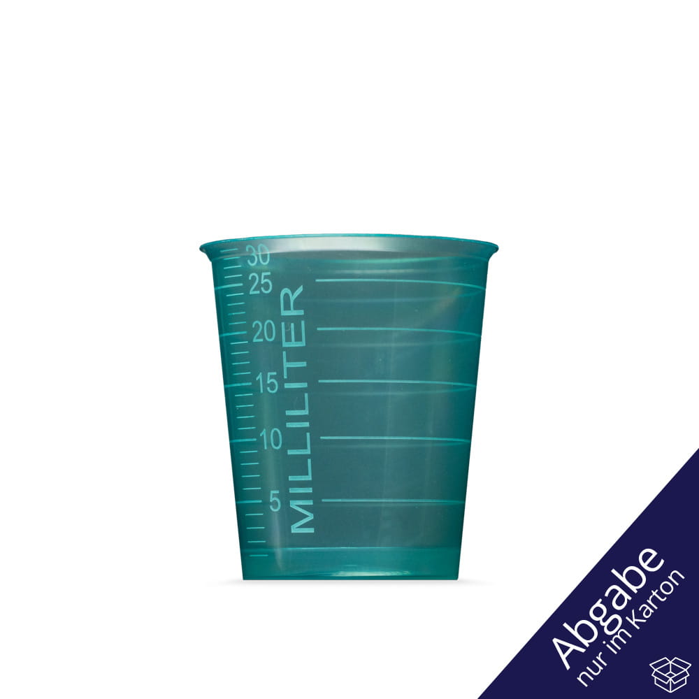 PP Medizinbecher, Farbe grün, 30 ml, graduiert