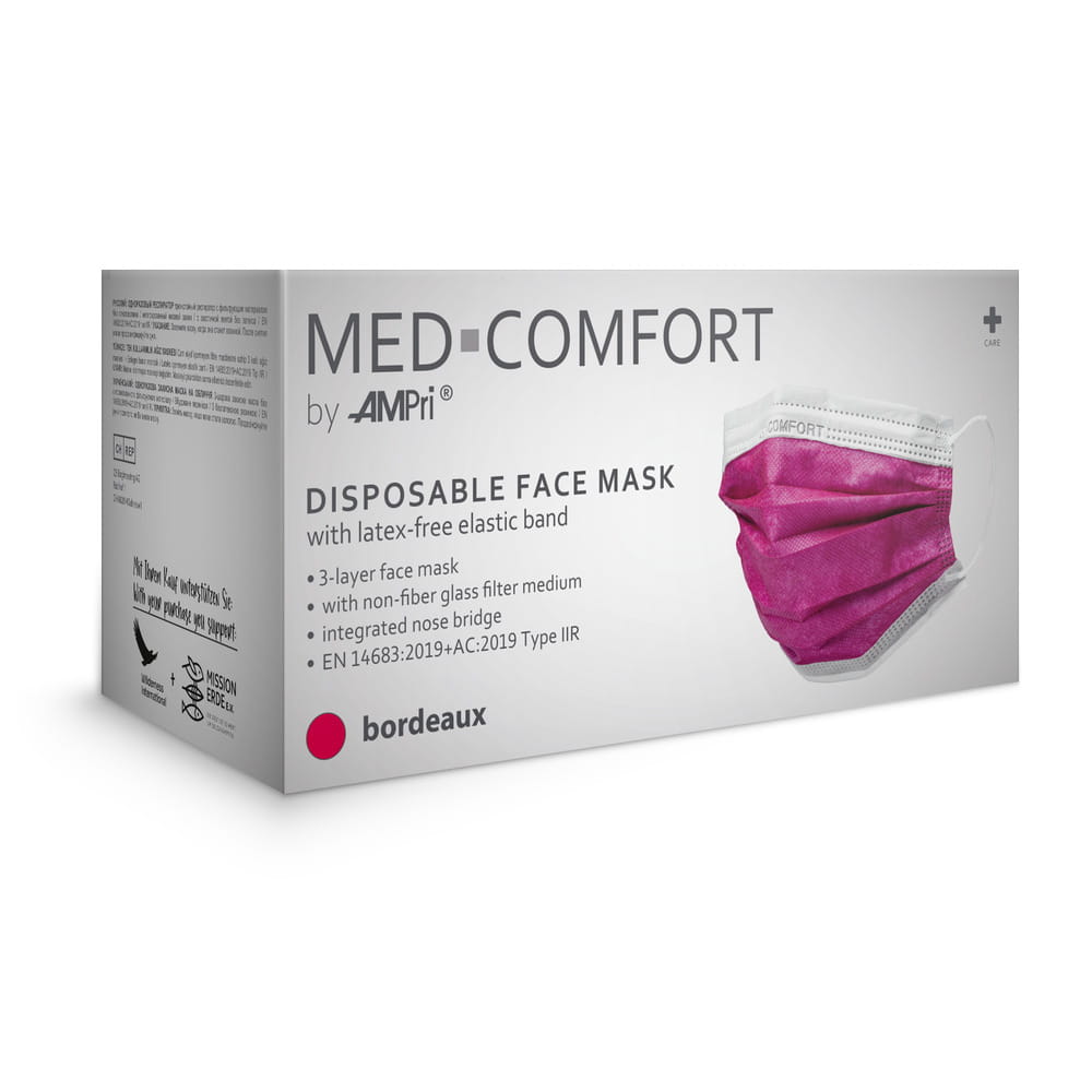 OP Maske, rot, bordeaux, Typ IIR, Med-Comfort