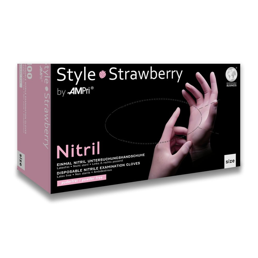 Nitrilhandschuhe, rosa, Größe L, puderfrei, Style Strawberry by Med-Comfort