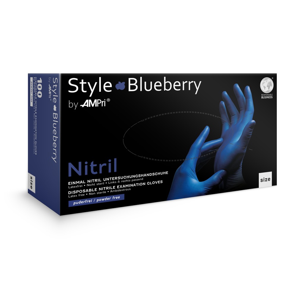 Nitrilhandschuhe, dunkelblau, blau, Größe M, puderfrei, Style blueberry by Med-Comfort