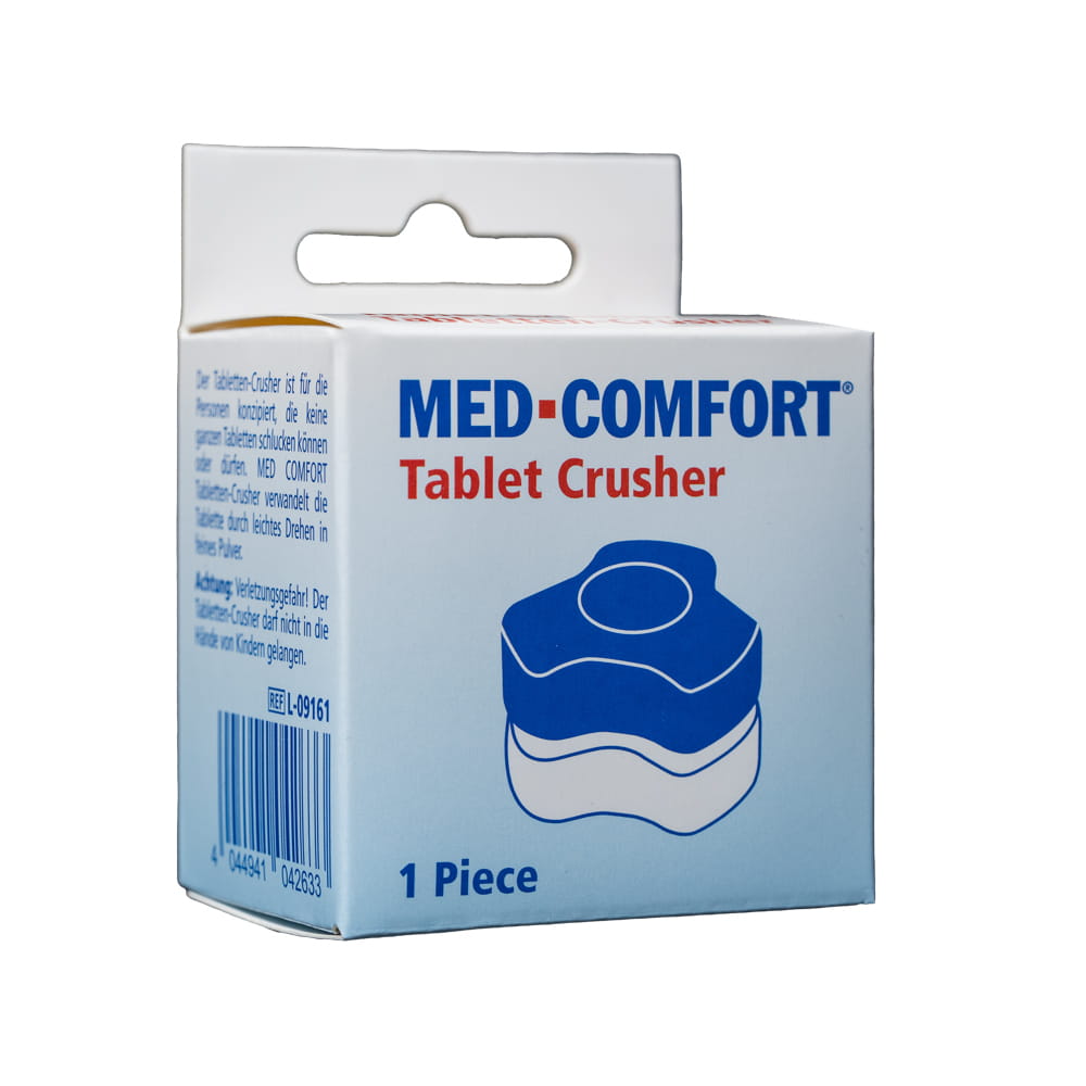 Tablettencrusher, transparent, milchig, blau, Med-Comfort Tablettencrusher, transparent, milchig, blau, Med-Comfort
