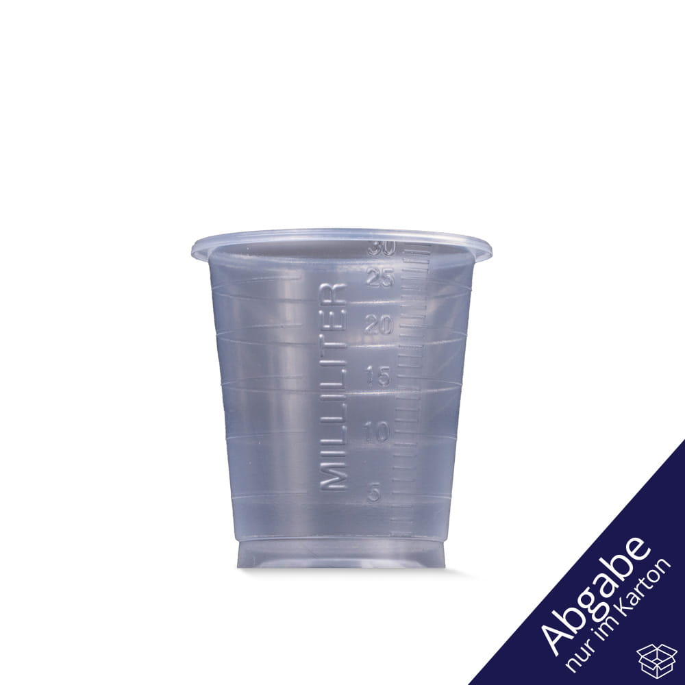 PP Einmal Medizinbecher, 30 ml, graduiert, transparent, milchig, Med-Comfort Basic