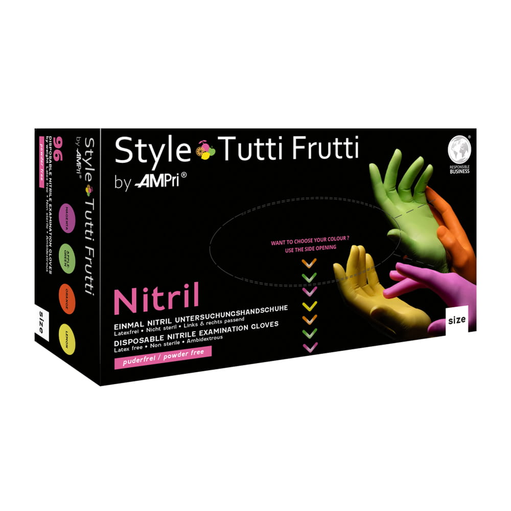 Nitrilhandschuhe, bunt, Farbenmix, Größe S, puderfrei, Style tutti frutti by Med-Comfort