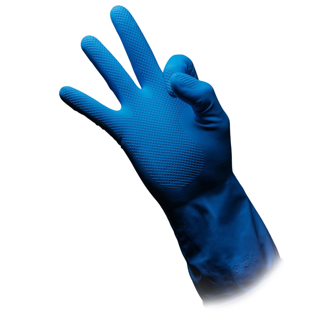 Haushaltshandschuhe Latex, blau, Größe M, puderfrei, Clean-Comfort