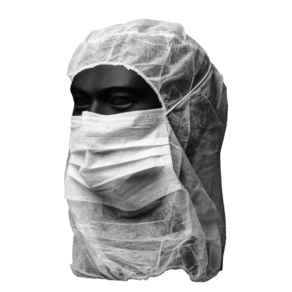 Astronautenhaube mit Mundschutz, weiß, Med-Comfort