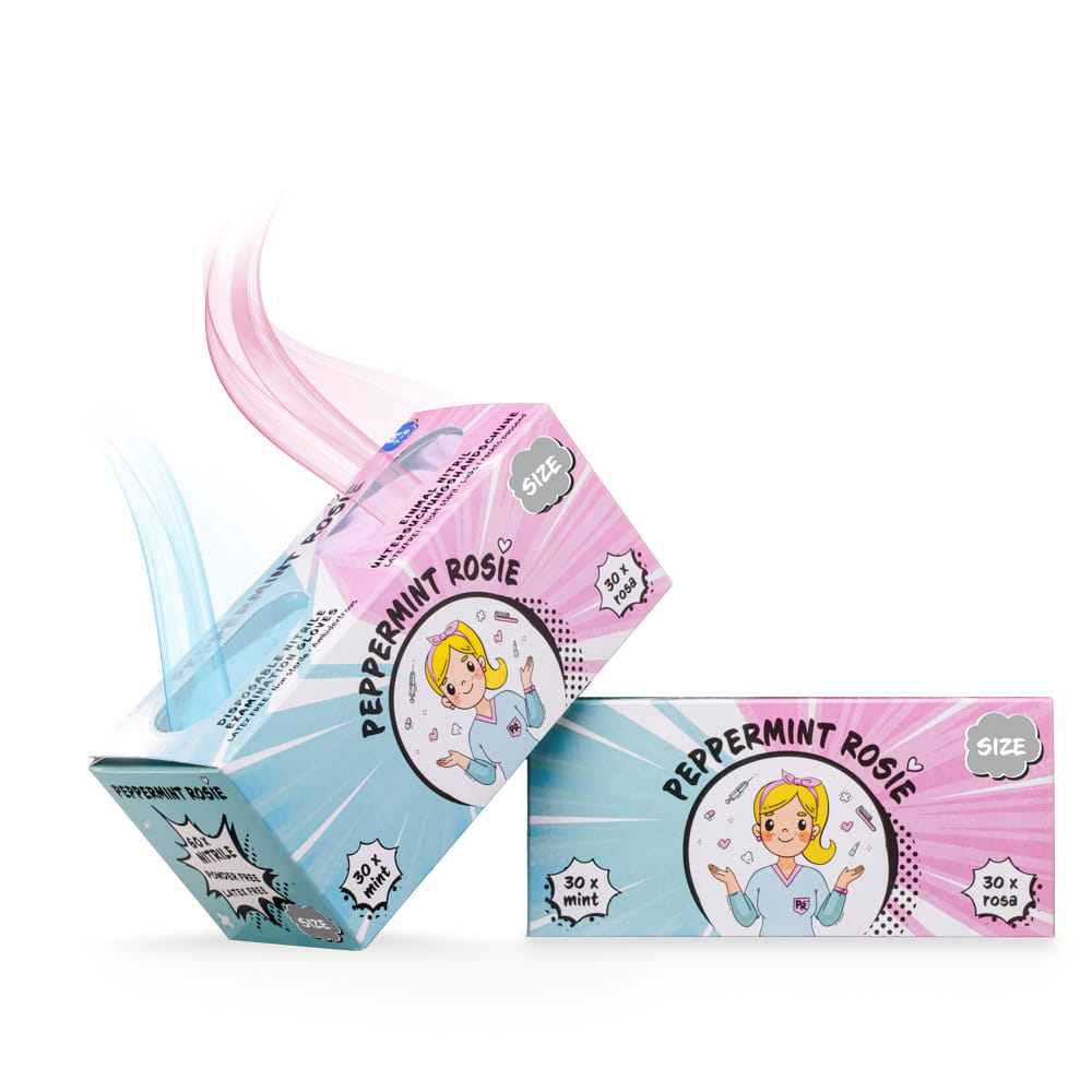 Nitrilhandschuhe, Farbenmix mint & rosa, Größe S, puderfrei, STYLE Peppermint Rosie