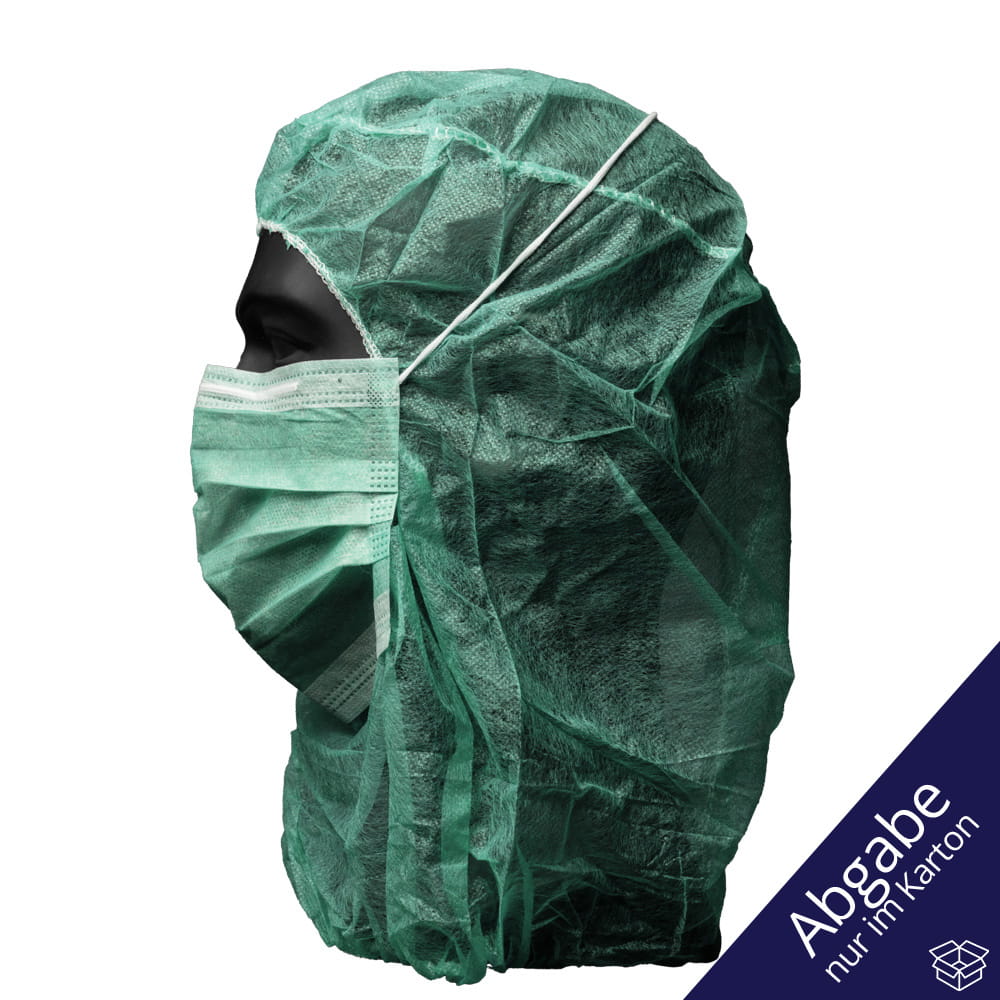 Astronautenhaube mit Mundschutz, grün, Med-Comfort
