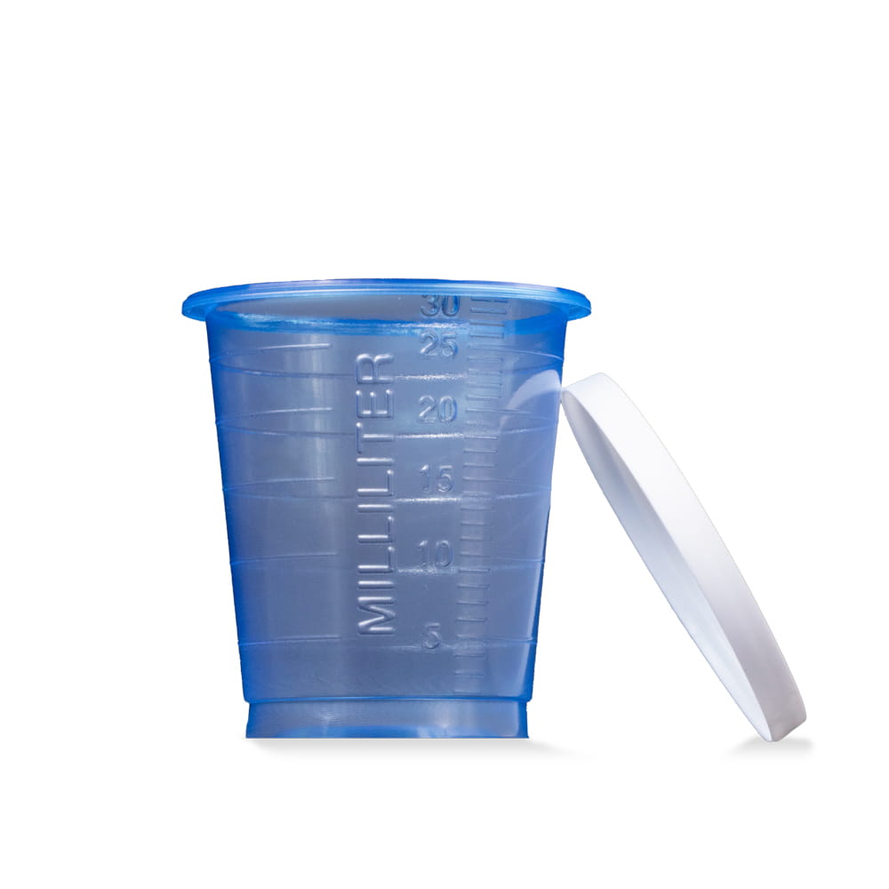PP Einmal Medizinbecher, 30 ml, graduiert, blau, Med-Comfort Basic