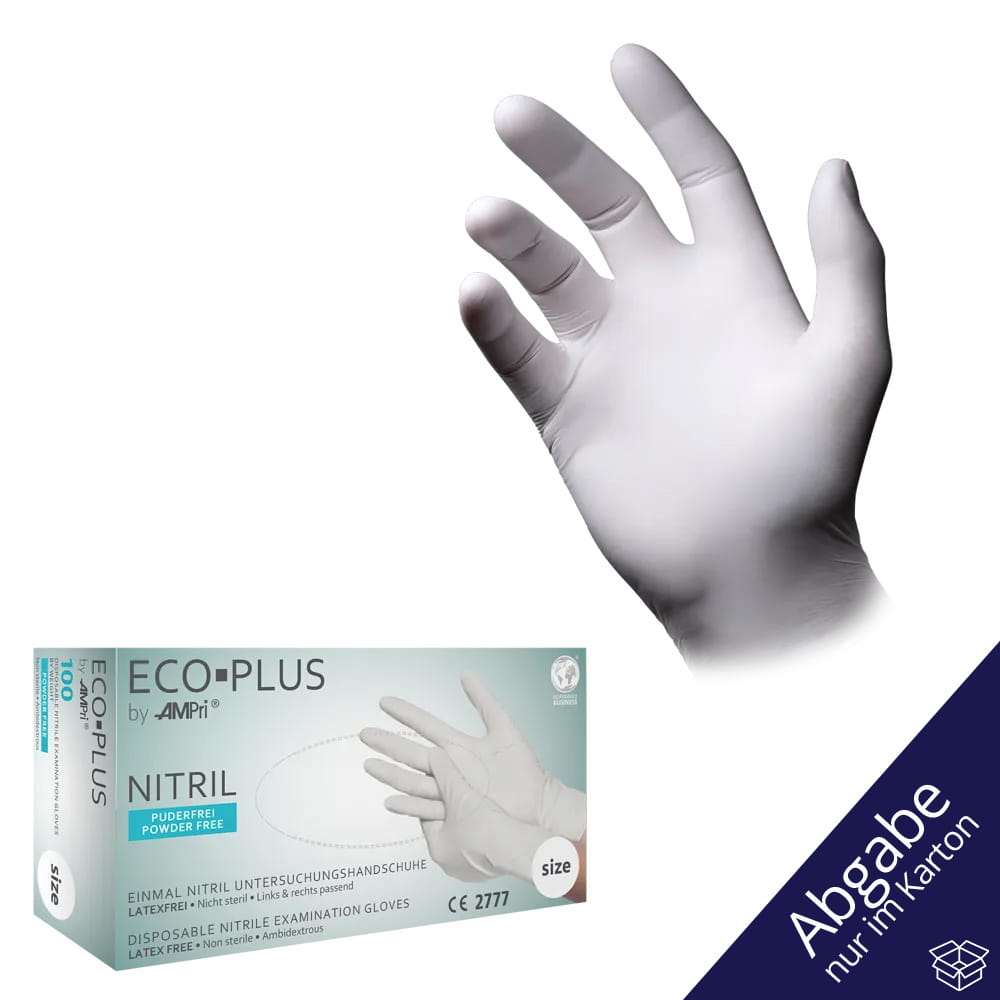 Nitrilhandschuhe, weiß, Größe M, puderfrei, Eco-Plus