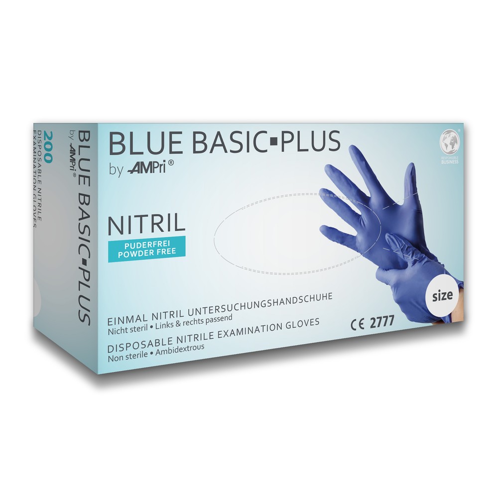 Nitrilhandschuhe, blau, 200 Stück/Box, Größe XL, puderfrei, blue Basic-Plus