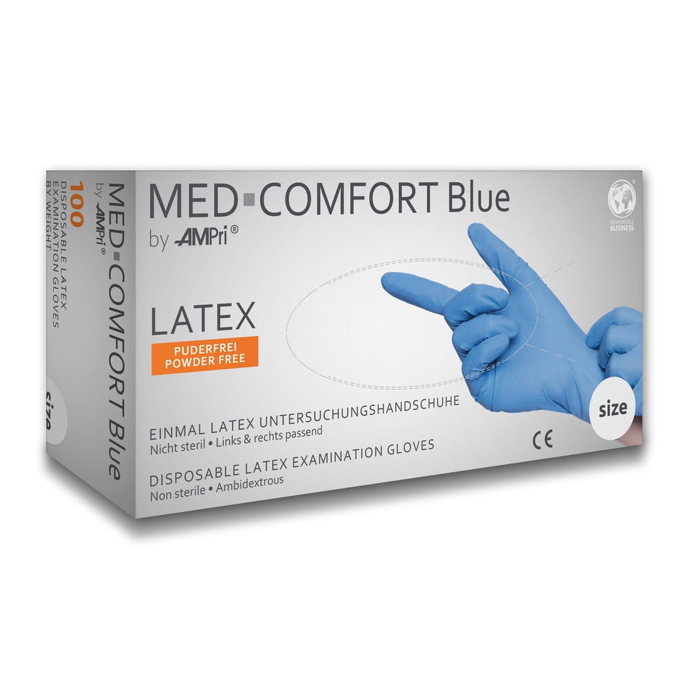Latexhandschuhe, blau, Größe XL, puderfrei, Med-Comfort blue