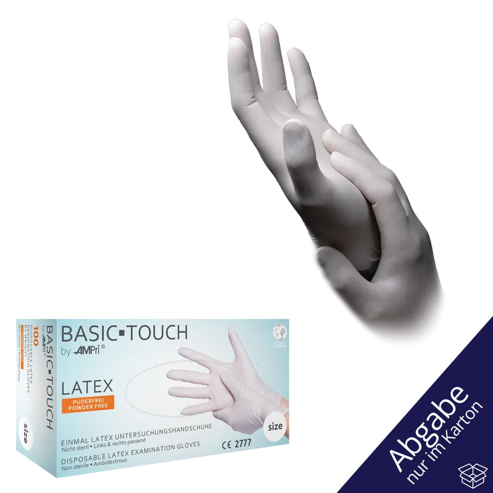 Latexhandschuhe, weiß, Größe XS, puderfrei, Basic-Touch