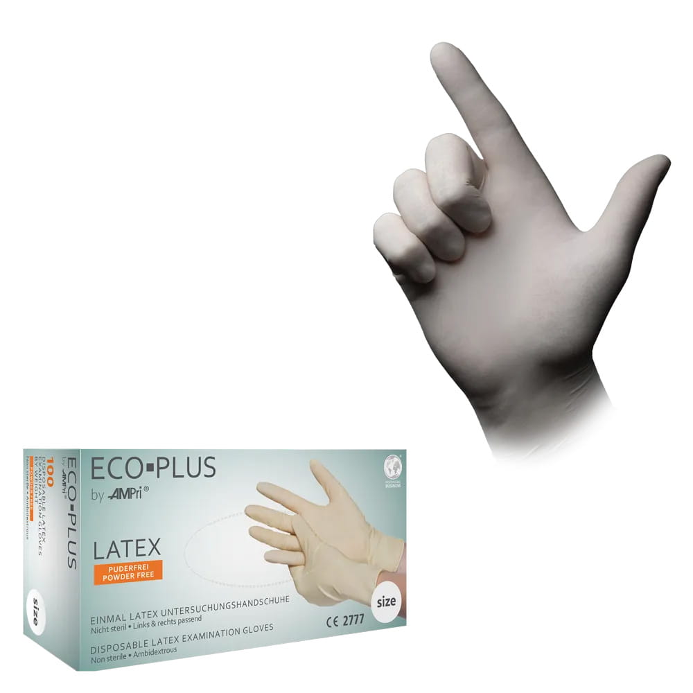 Latexhandschuhe, weiß, Größe XXL, puderfrei, Eco-Plus Latexhandschuhe, weiß, Größe XXL, puderfrei, Eco-Plus