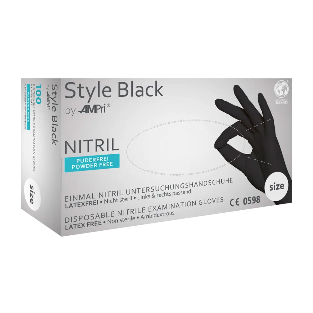 Nitrilhandschuhe, schwarz, Größe M, puderfrei, Style Black by Med-Comfort