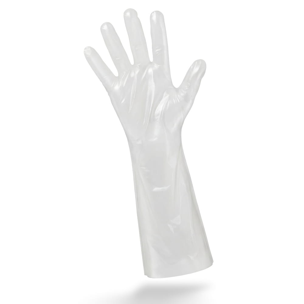 PE Handschuh, transparent, milchig, Größe unisize, gehämmert, Med-Comfort