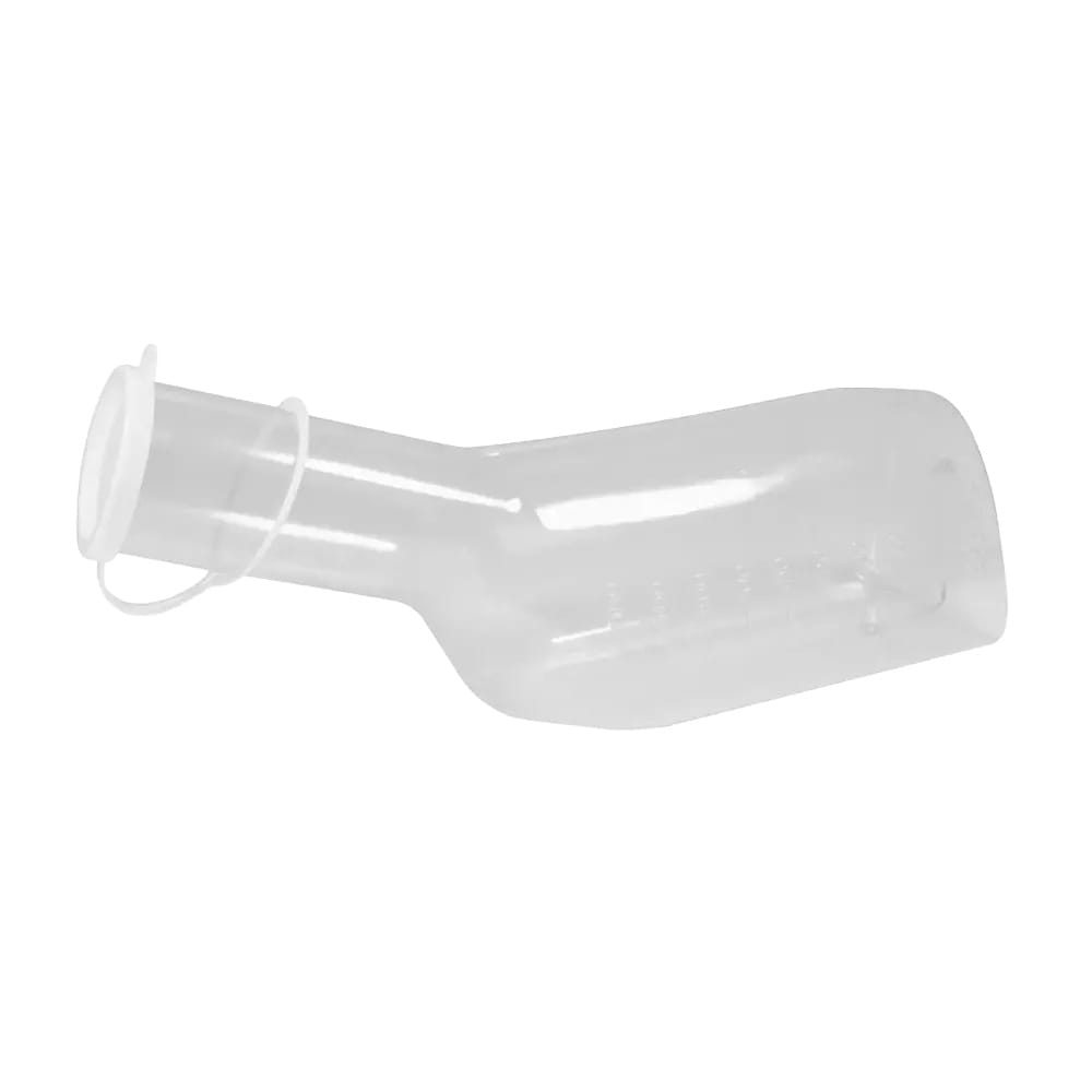 PVC Urinflasche für Männer, graduiert, 1 Liter, Farbe glasklar mit weißem PE Deckel, Top-Comfort PVC Urinflasche für Männer, graduiert, 1 Liter, Farbe glasklar mit weißem PE Deckel, Top-Comfort