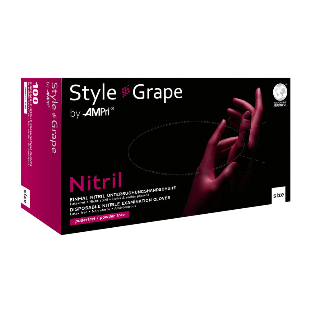 Nitrilhandschuhe, bordeaux, rot, Größe M, puderfrei, Style Grape by Med-Comfort
