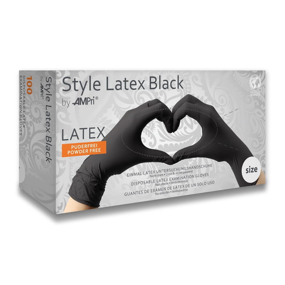 Latexhandschuhe, schwarz, Größe M, puderfrei, Style Latex Black