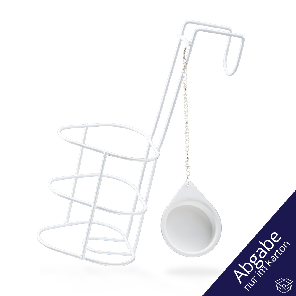 Urinflaschenhalter mit Deckel, weiß, Metall