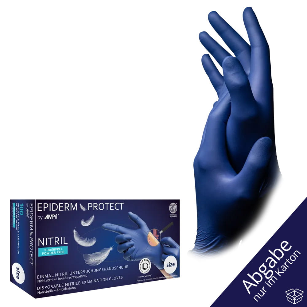 Nitrilhandschuhe, metallblau, blau, Größe L, puderfrei, Epiderm Protect by Med-Comfort