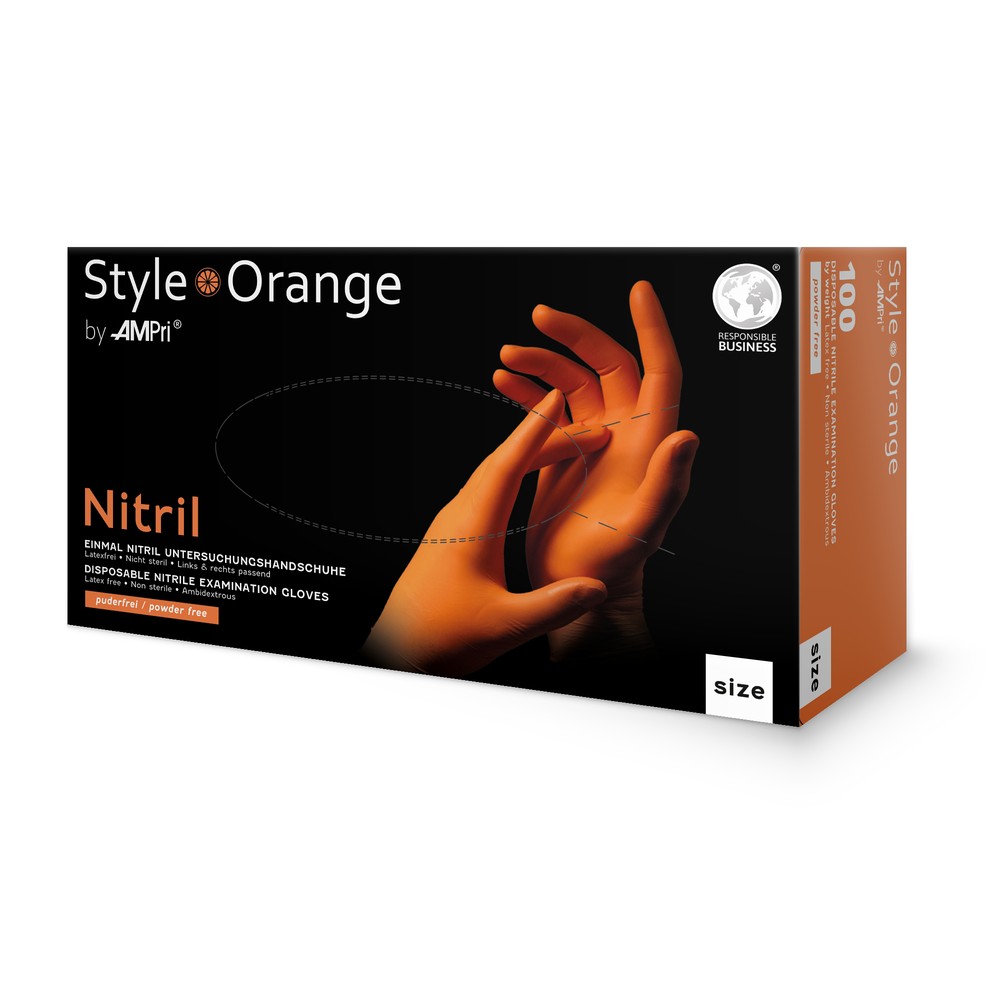 Nitrilhandschuhe, orange, Größe S, puderfrei, Style orange by Med-Comfort