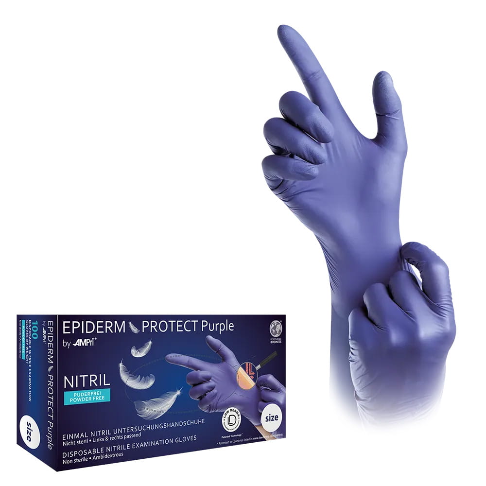 Nitrilhandschuhe, violett, Größe XL, puderfrei, Epiderm Protect Purple by Med-Comfort Nitrilhandschuhe, violett, Größe XL, puderfrei, Epiderm Protect Purple by Med-Comfort