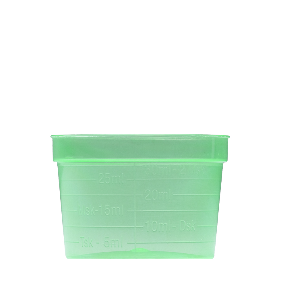 PP Medizinbecher, Farbe grün, 30 ml, graduiert