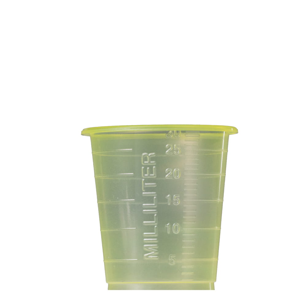 PP Eco Einmal Medizinbecher, 30 ml, graduiert, gelb, Med-Comfort Eco