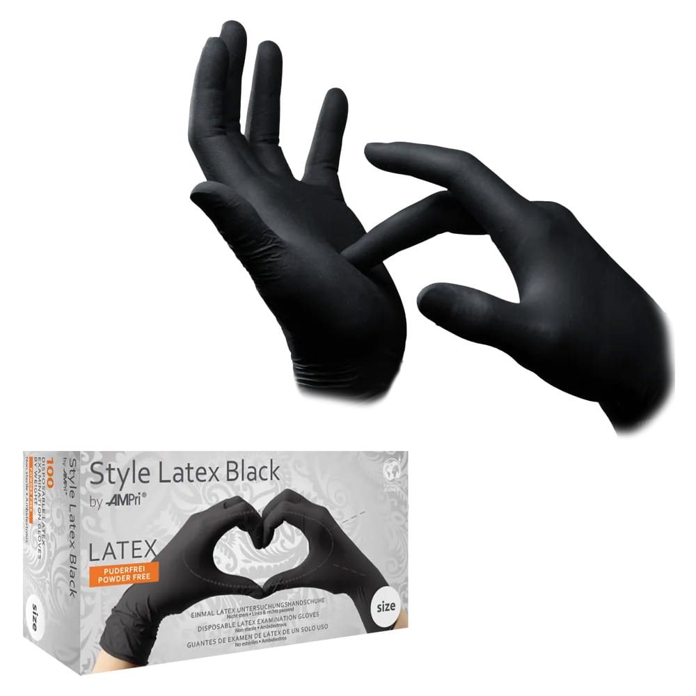 Latexhandschuhe, schwarz, Größe M, puderfrei, Style Latex Black Latexhandschuhe, schwarz, Größe M, puderfrei, Style Latex Black
