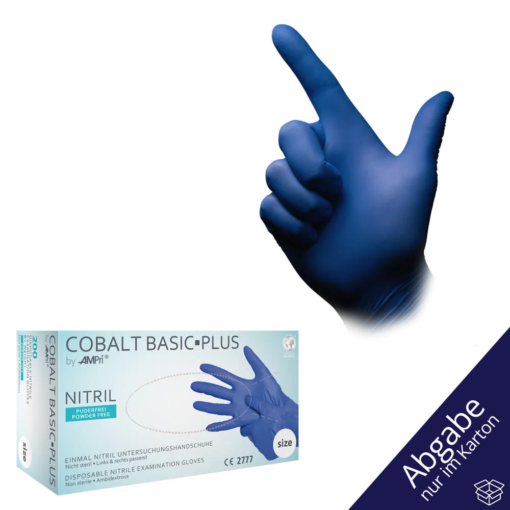 Nitrilhandschuhe, kobaltblau, blau, 200 Stück/Box, Größe S, puderfrei, Cobalt Basic-Plus