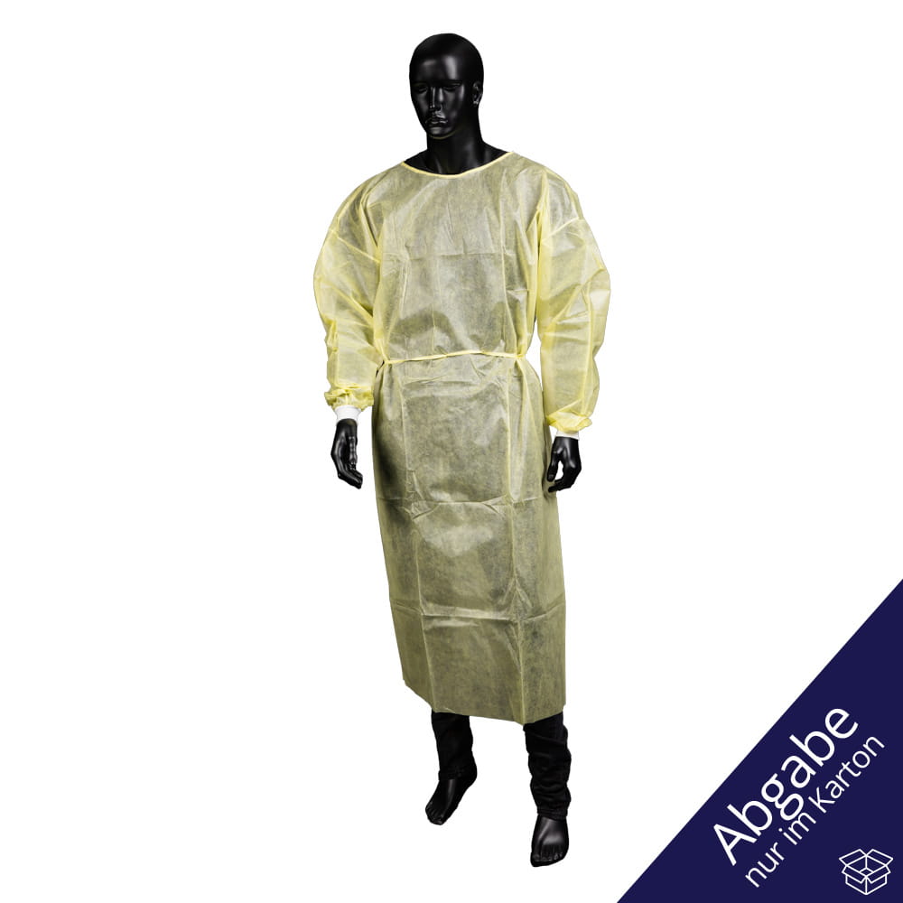 Vlieskittel mit PE-Beschichtung, Größe L, XL, Farbe gelb, Vlies, Med-Comfort