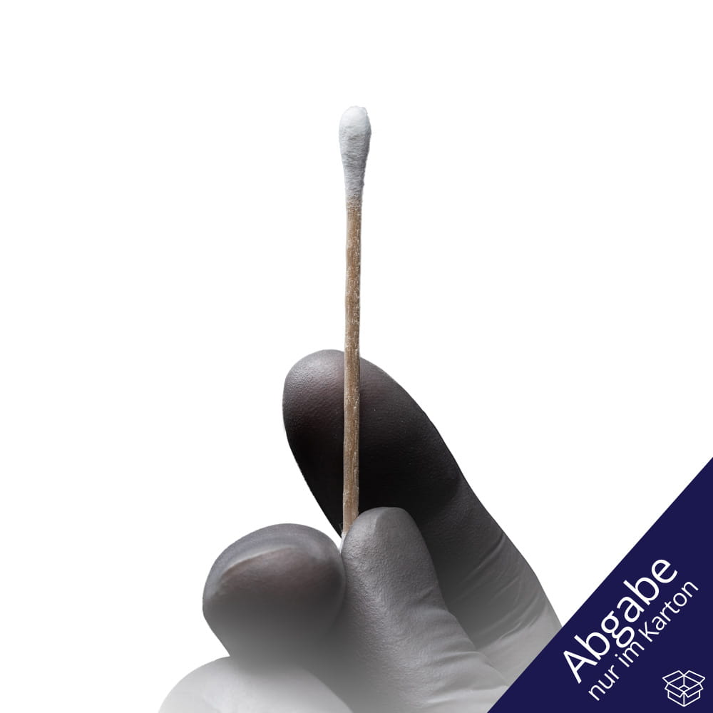 Einmal Holzstab Wattestäbchen Box, 73 mm, Naturholz, Baumwolle, Top-Comfort