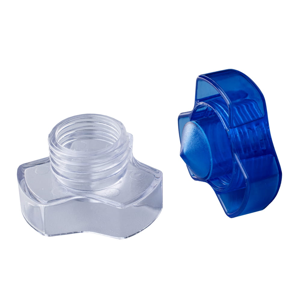 Tablettencrusher, transparent, milchig, blau, Med-Comfort